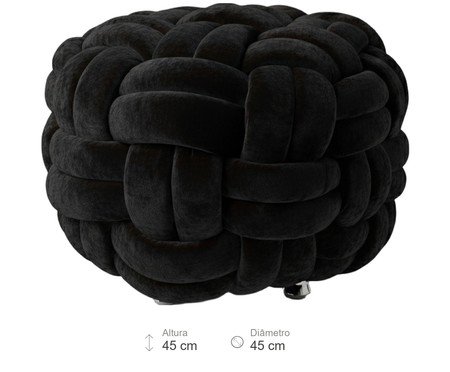 Pufe em veludo Máxi Tricot Preto | Westwing