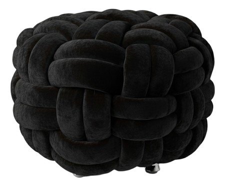 Pufe em veludo Máxi Tricot Preto | Westwing