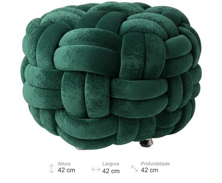 Pufe em veludo Máxi Tricot Verde | Westwing