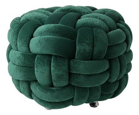Pufe em veludo Máxi Tricot Verde | Westwing