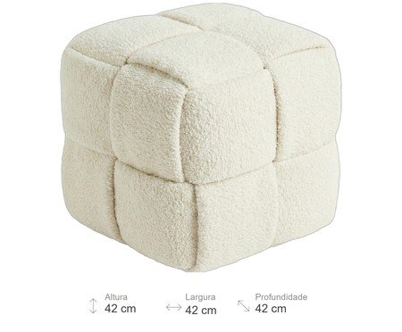 Pufe Cubo em Bouclé Off white | Westwing