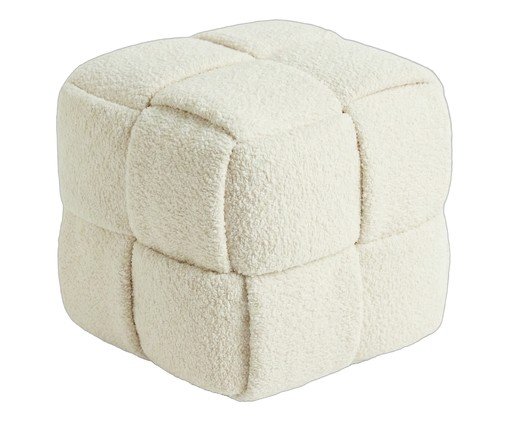 Pufe Cubo em Bouclé Off white, Off White | WestwingNow
