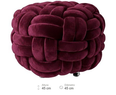 Pufe em veludo Máxi Tricot Vinho | Westwing
