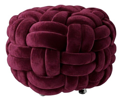Pufe em veludo Máxi Tricot Vinho, red | WestwingNow