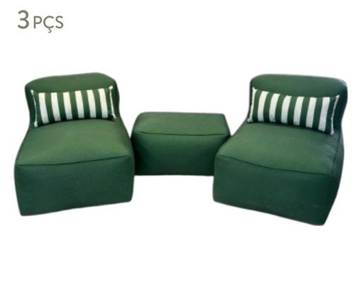 Jogo de Puffs e Peseira Ocean Médio verde, green | WestwingNow