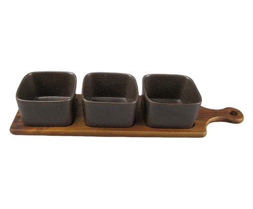 Jogo de Petisqueiras com Bandeja Savana Preto, black | WestwingNow
