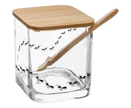 Açucareiro em Bambu com Colher Bambu New Bug Transparente | Westwing