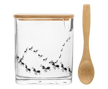 Açucareiro em Bambu com Colher Bambu New Bug Transparente | Westwing