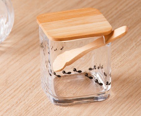 Açucareiro em Bambu com Colher Bambu New Bug Transparente | Westwing