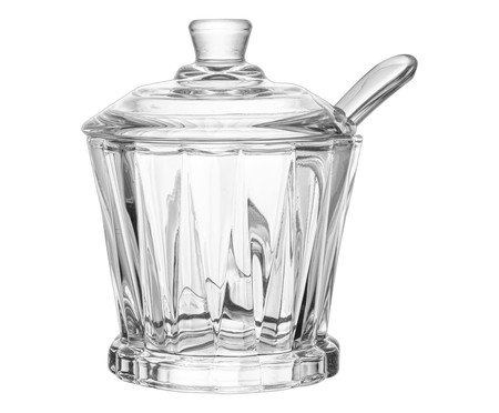 Açucareiro em Cristal com Colher Radial Transparente | Westwing