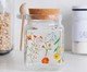 Pote Quadrado com Colher Encanto Transparente e Florido, transparent | WestwingNow