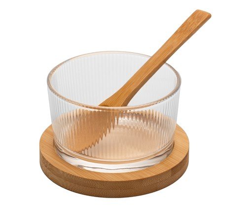 Petisqueira com Colher e Suporte Stripes Transparente, transparent | WestwingNow
