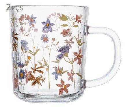 Jogo de Canecas Florescer Transparente e Florido | Westwing