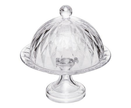 Prato em Cristal com Tampa Diamond Transparente | Westwing
