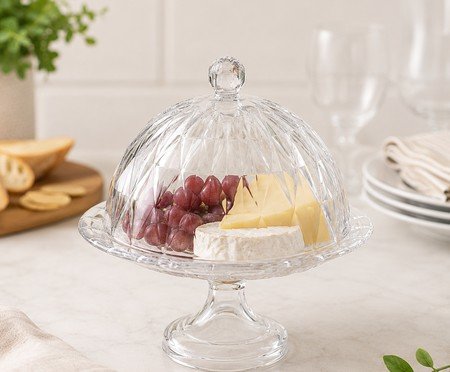 Prato em Cristal com Tampa Diamond Transparente | Westwing