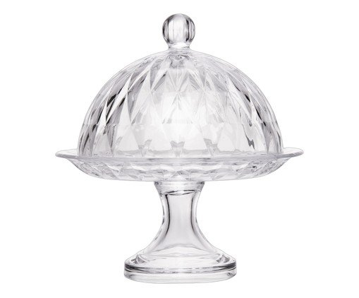 Prato em Cristal com Tampa Diamond Transparente, transparent | WestwingNow