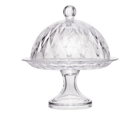 Prato em Cristal com Tampa Diamond Transparente | Westwing