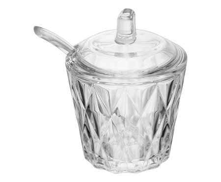 Açucareiro em Cristal com Colher Diamond Transparente | Westwing