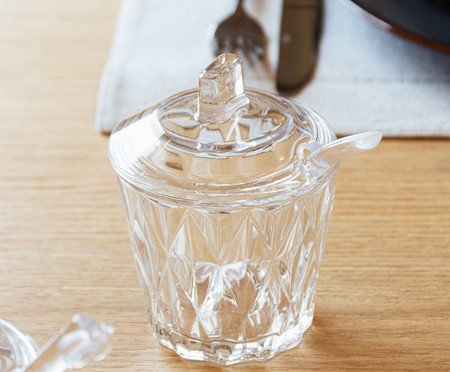 Açucareiro em Cristal com Colher Diamond Transparente | Westwing
