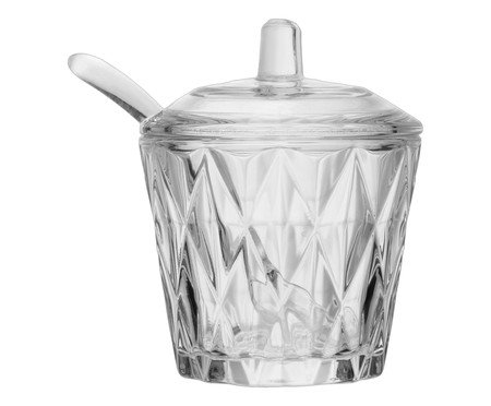 Açucareiro em Cristal com Colher Diamond Transparente | Westwing