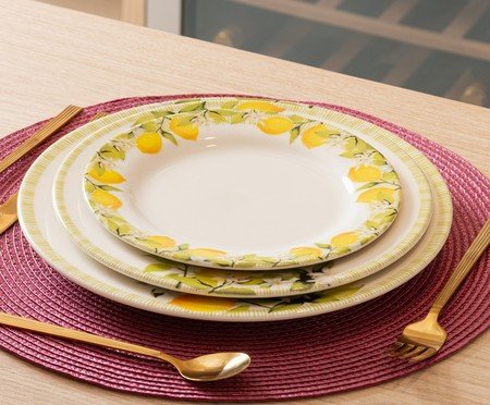 Prato para Sobremesa Siciliano Branco e Amarelo | Westwing