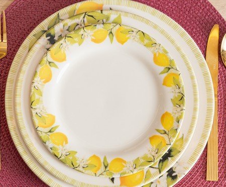 Prato para Sobremesa Siciliano Branco e Amarelo | Westwing