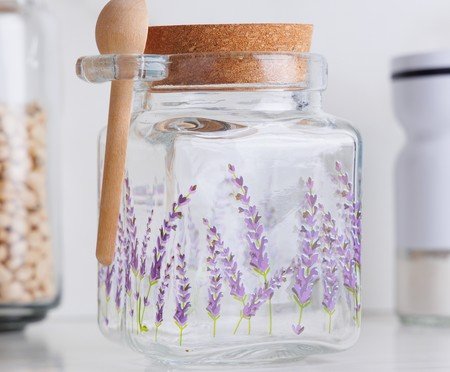 Pote Quadrado com Colher Provence Transparente | Westwing