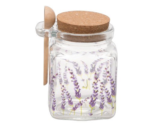 Pote Quadrado com Colher Provence Transparente, transparent | WestwingNow