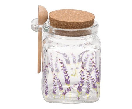 Pote Quadrado com Colher Provence Transparente | Westwing