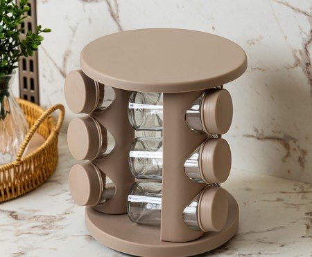 Jogo de Porta-temperos com Suporte Lyor Natural | Westwing