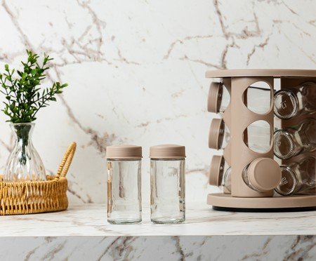 Jogo de Porta-temperos com Suporte Lyor Natural | Westwing