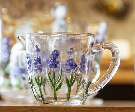 Leiteira Lavanda Hand Paintng Transparente e Florido | Westwing