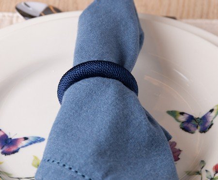 Jogo de Anéis para Guardanapo Tressê Azul | Westwing