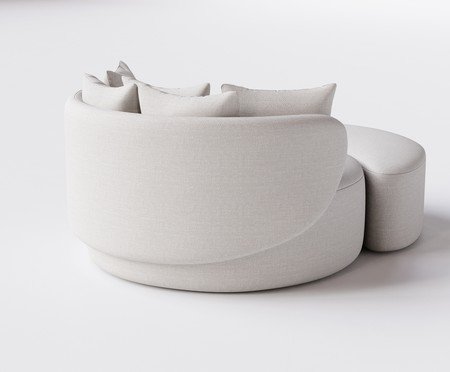 Chaise Luna com Puff Tecido Off White | Westwing