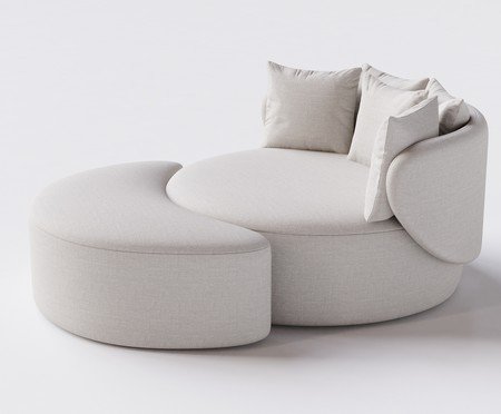 Chaise Luna com Puff Tecido Off White | Westwing
