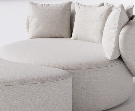 Chaise Luna com Puff Tecido Off White | Westwing