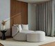 Chaise Luna com Puff Tecido Off White, Off White | WestwingNow