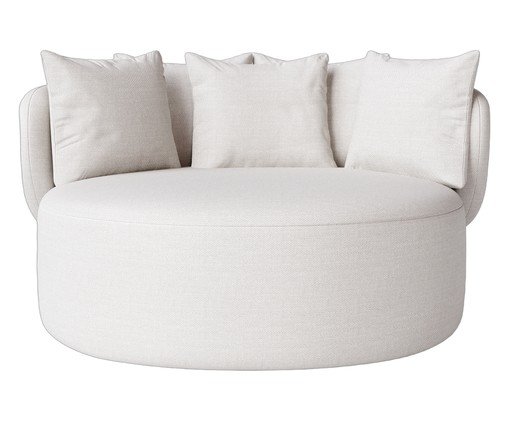 Chaise Luna com Puff Tecido Off White, Off White | WestwingNow