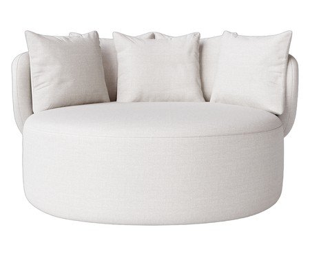 Chaise Luna com Puff Tecido Off White | Westwing
