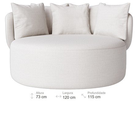 Chaise Luna com Puff Tecido Off White | Westwing