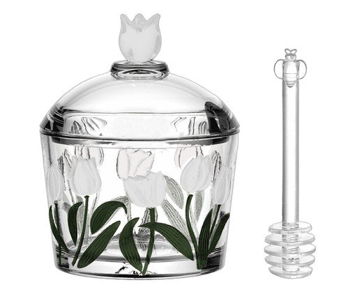 Meleira com Pegador em Cristal Ecológico Tulipa Verde, transparent | WestwingNow