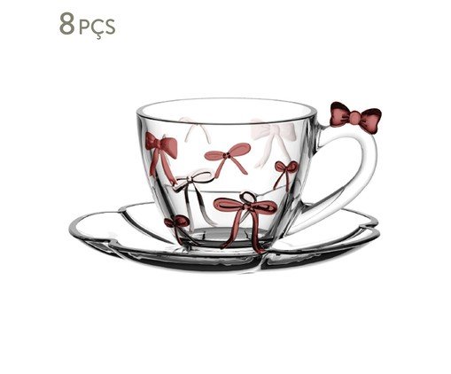 Jogo de Xícaras para Café em Cristal Ecológico Belle Rosé Vintage, transparent | WestwingNow