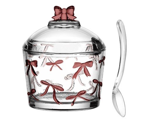 Açucareiro com Colher em Cristal Ecológico Belle Rosé Vintage, transparent | WestwingNow