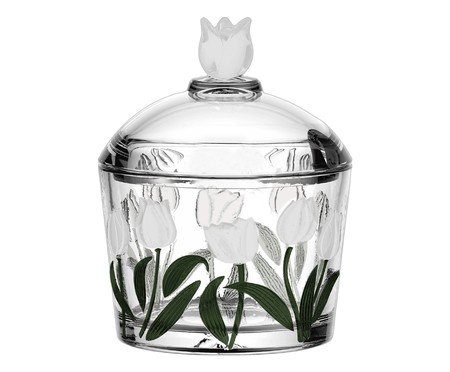 Açucareiro com Colher em Cristal Ecológico Tulipa Verde | Westwing