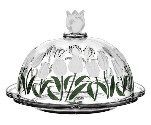 Queijeira em Cristal Ecológico Tulipa Verde, transparent | WestwingNow