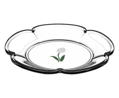 Jogo de Pratos para Sobremesa em Cristal Ecológico Tulipa Verde | Westwing