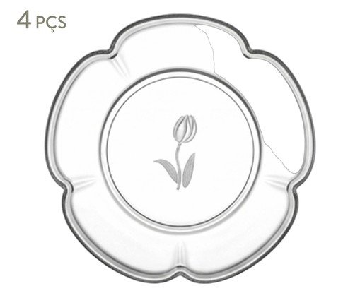 Jogo de Pratos para Sobremesa em Cristal Ecológico Tulipa, transparent | WestwingNow