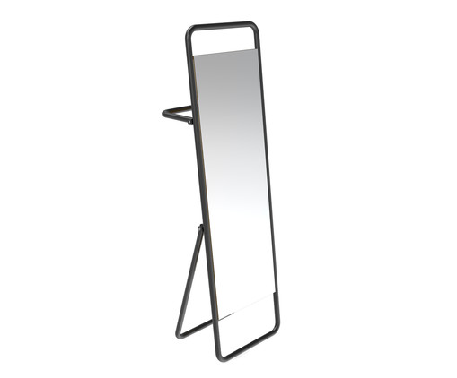 Espelho de Chão com Toalheiro Torian - Preto, Preto | WestwingNow