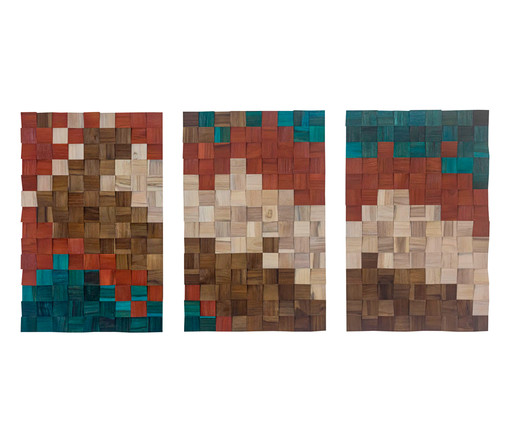 Jogo de Quadros de Madeira 3D Zukin - 45X70cm, Multicolorido | WestwingNow