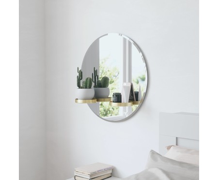 Espelho de Parede Redondo com Prateleiras Justy - 61cm | WestwingNow